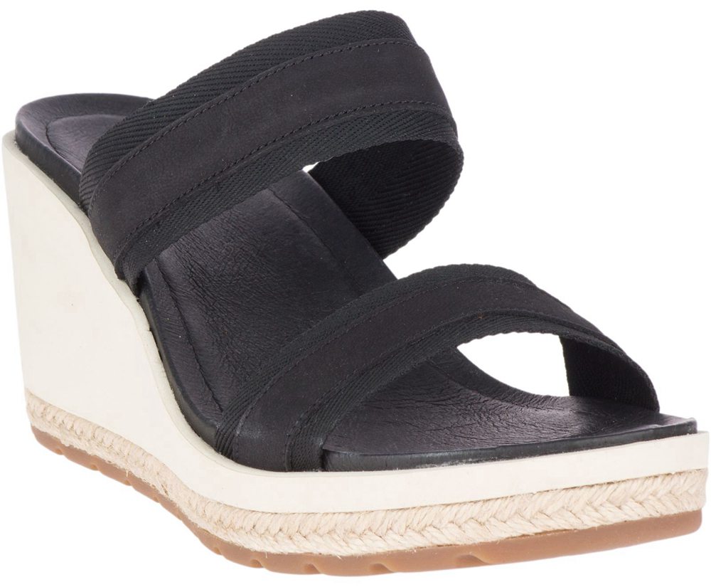 Merrell Sandals Black - Kaiteri Wedge Slide - Womens 74GASLHWX